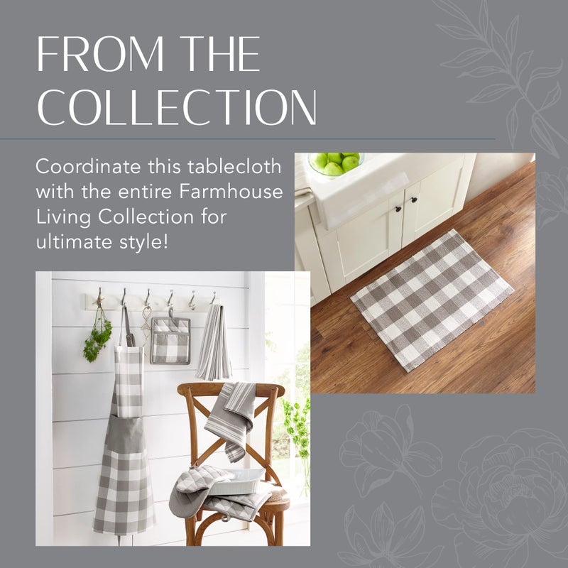 Elrene Home Fashions Farmhouse Living Buffalo Check Tablecloth, 60" x 120", Gray/White - Image 5